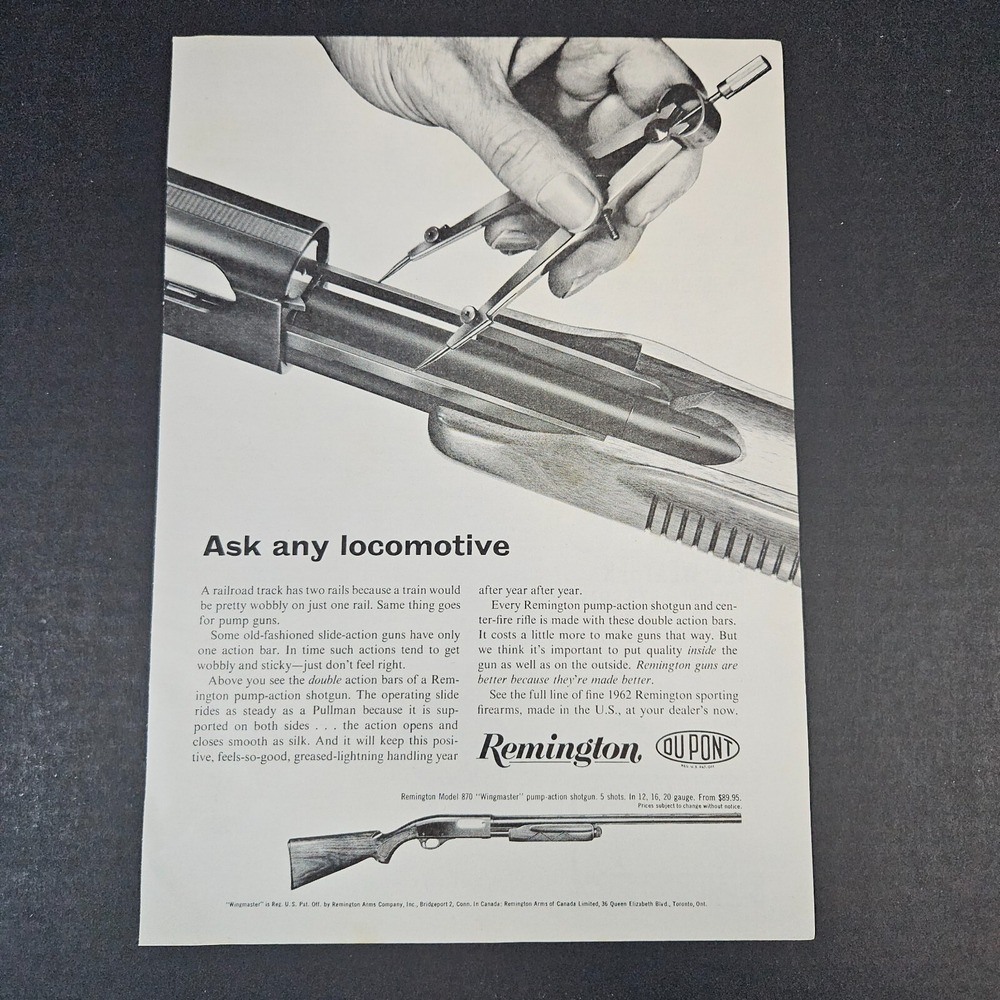1962 Remington Arms Model‎ 870 Wingmaster DuPont Vintage Print Ad Bridgeport CT